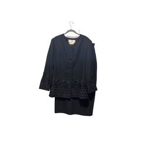 Fifth Sunday Exclusive Black Beaded 2 Piece Skirt Suit Size 14